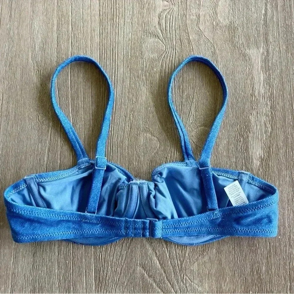 Aerie Unlined Underwire Bikini Top in Denim Blue Size 32B NWOT - Picture 3 of 5